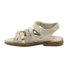 American Club American Sandals Girls for Velcro 15079 bege/ouro 2