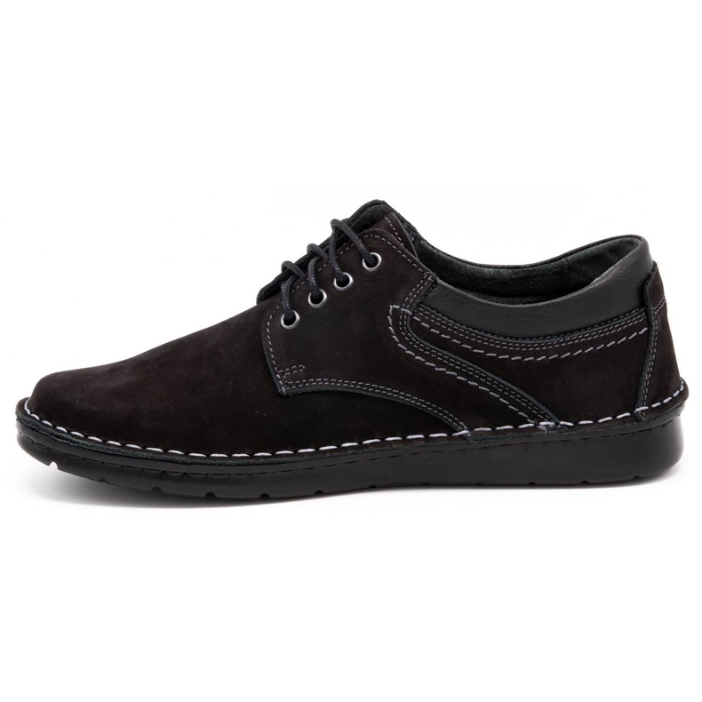 Olivier Sapatos casuais masculinos de couro 7095 nobuck preto 1