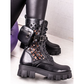 Sweet Shoes Trabalhadores Negros Openwork preto 1