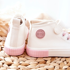Tênis alto infantil com velcro Big Star II374014 branco rosa 1