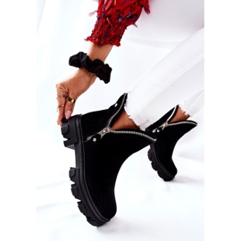 FI1 Botas femininas pretas de camurça com recortes preto 2