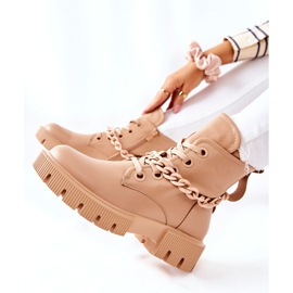 FB2 Botas de couro Workers Beige Izzy marrom cáqui 2