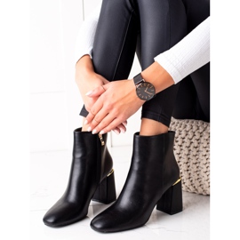 Diamantique Botas elegantes com encaixe dourado preto 1