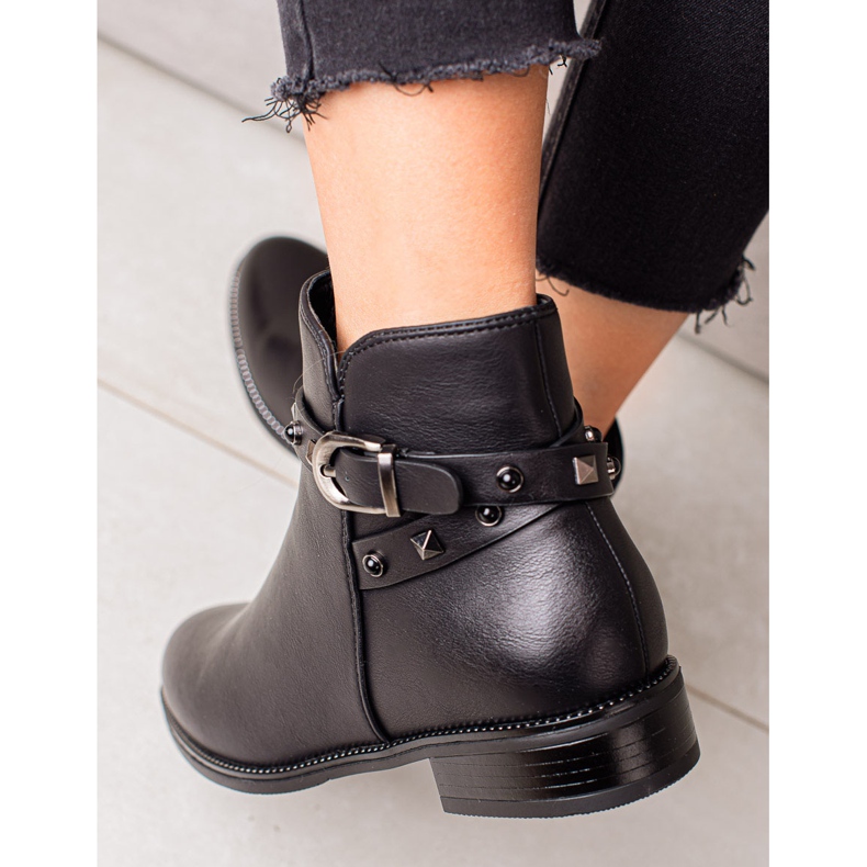 Goodin Botas pretas com strass preto 2 Goodin Botas pretas com strass preto 2