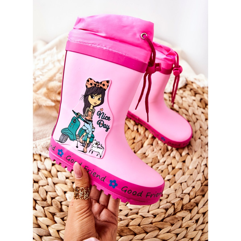 Botas de chuva de borracha para crianças menina heilee rosa 1