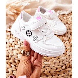 Calçado desportivo infantil com Velcro em Aletris branco e rosa 1 Calçado desportivo infantil com Velcro em Aletris branco e rosa 1