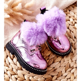 PA1 Botas Quentes Infantis Com Pele Violet Rosea roxo 1