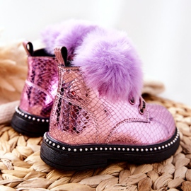 PA1 Botas Quentes Infantis Com Pele Violet Rosea roxo 2