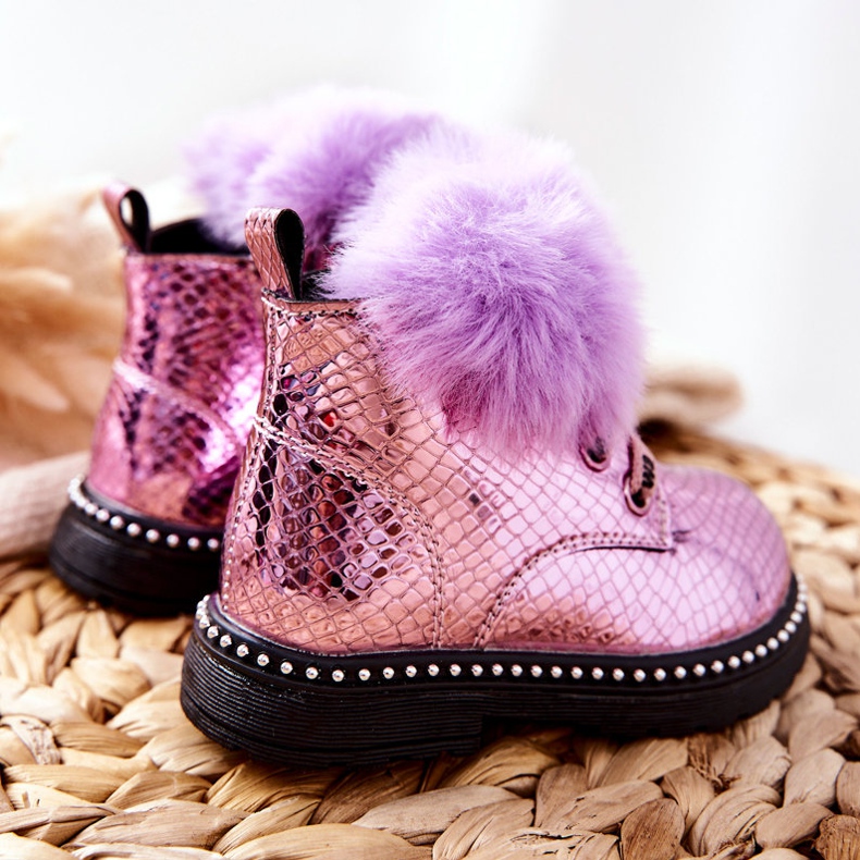 PA1 Botas Quentes Infantis Com Pele Violet Rosea roxo 2