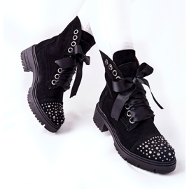 Lewski Shoes Botas de camurça de trabalho Sapatos Lewski amarrados 3069 pretos 2