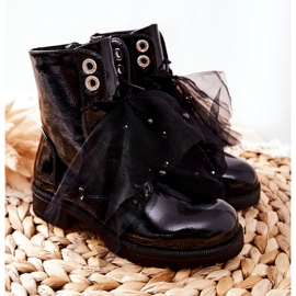 S.Barski Botas Infantis Lacadas Preto Quente Semissa 1