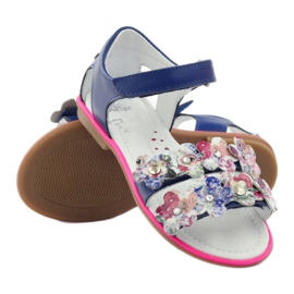 Bartek Sandalki Gladiatikki 16168 Cornualha decorada com flores azul 3