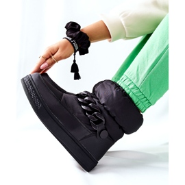 S.Barski Botas de neve quentes femininas pretas Khariche preto 2