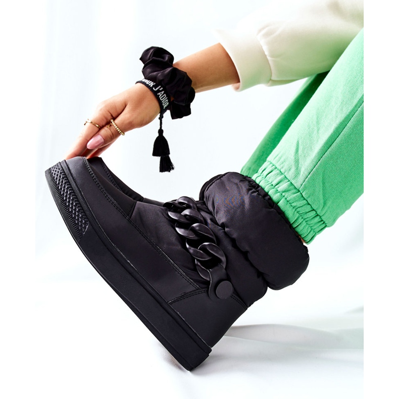 S.Barski Botas de neve quentes femininas pretas Khariche preto 2