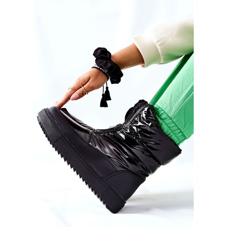 S.Barski Botas de neve quentes femininas Black Monile preto 2