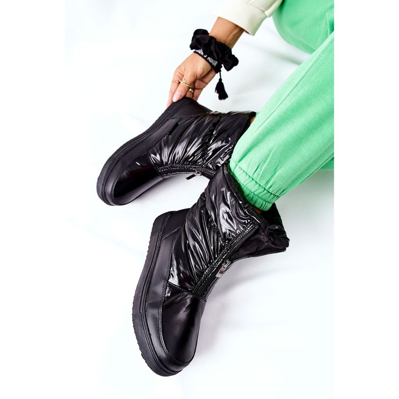 S.Barski Botas de neve quentes femininas Black Monile preto 1