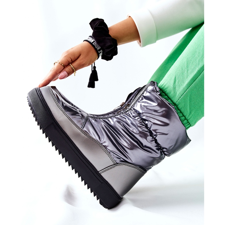 S.Barski Botas femininas cinza monile para neve quente prata 2