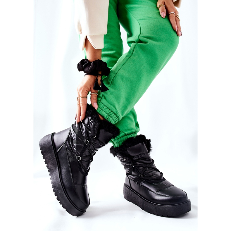 S.Barski Botas pretas quentes de neve femininas Black Gordian preto 2