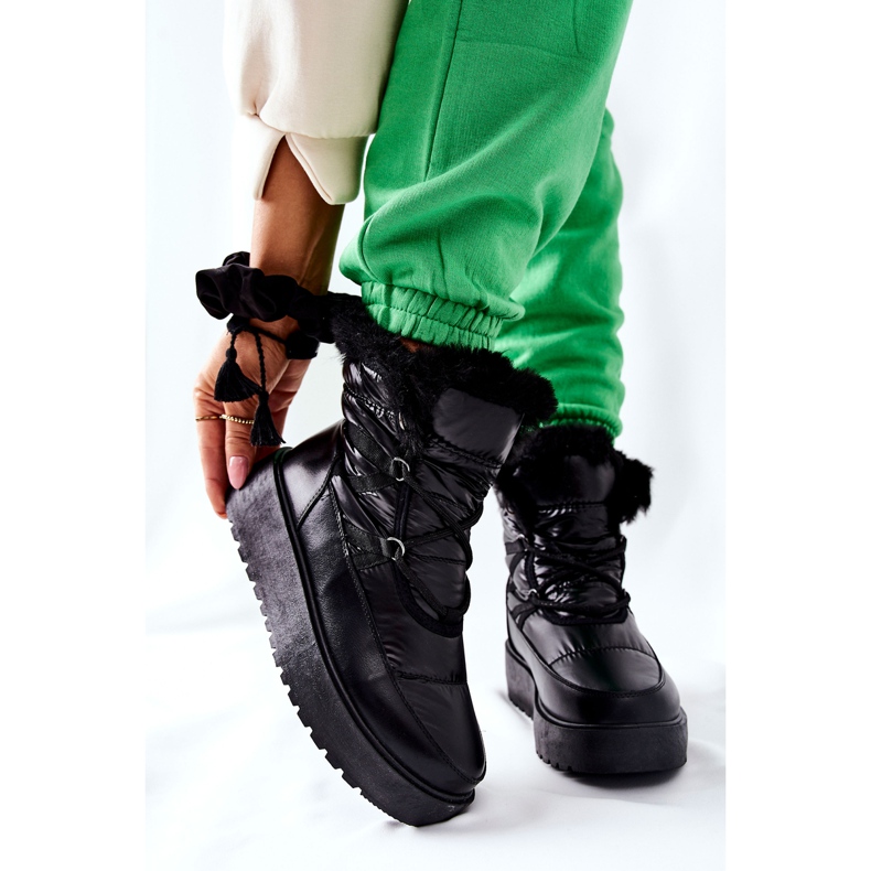 S.Barski Botas pretas quentes de neve femininas Black Gordian preto 1