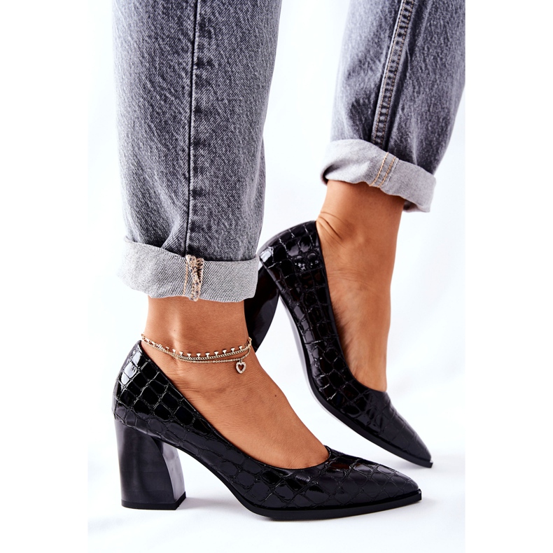 S.Barski Mulheres Couro Pumps Black Chay preto 2