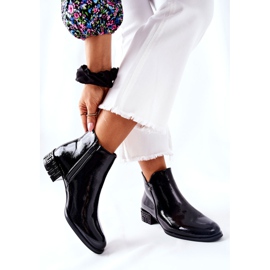 Botas aquecidas planas lacadas Sergio Leone BT540 pretas preto 2