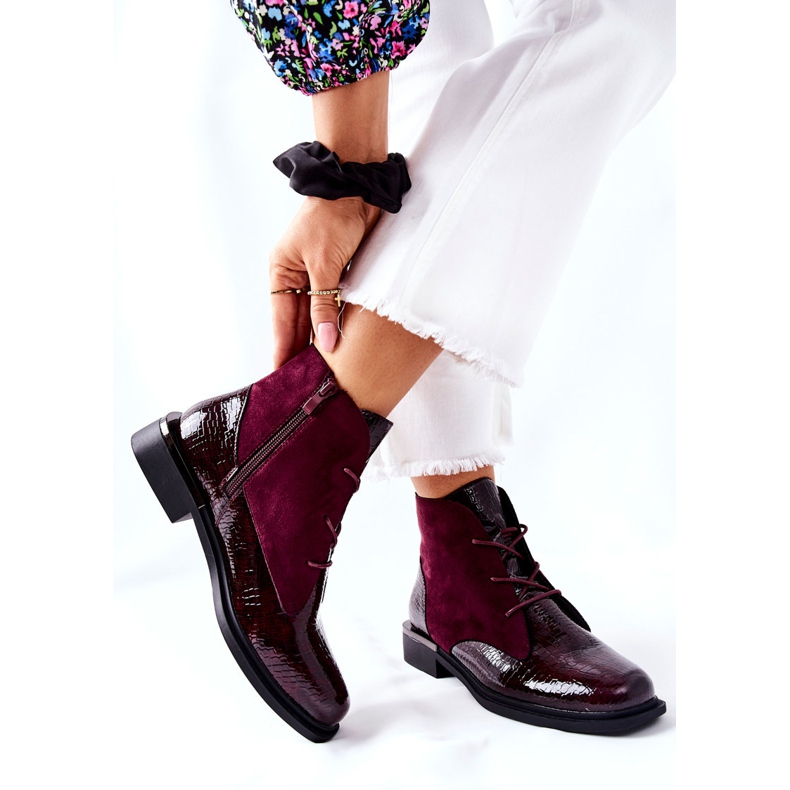 Botas quentes de camurça Sergio Leone BT401 Burgundy clarete 2