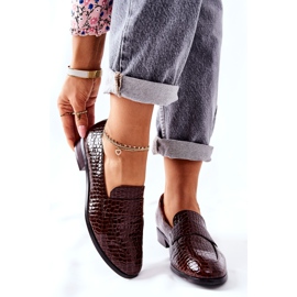 Vinceza Sapatos lacados com um padrão animal de linho marrom castanho 1