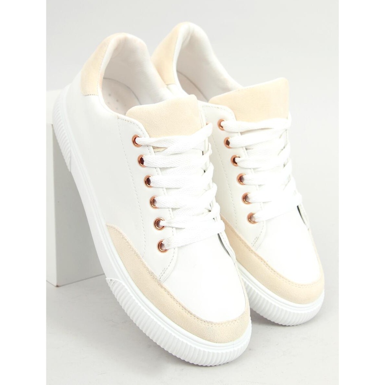 Tênis branco feminino 6110 amarelo 1