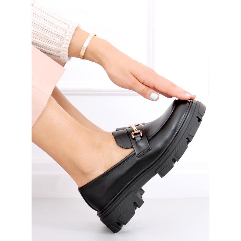 Mocassins pretos YY11 pretos com solas grossas 2