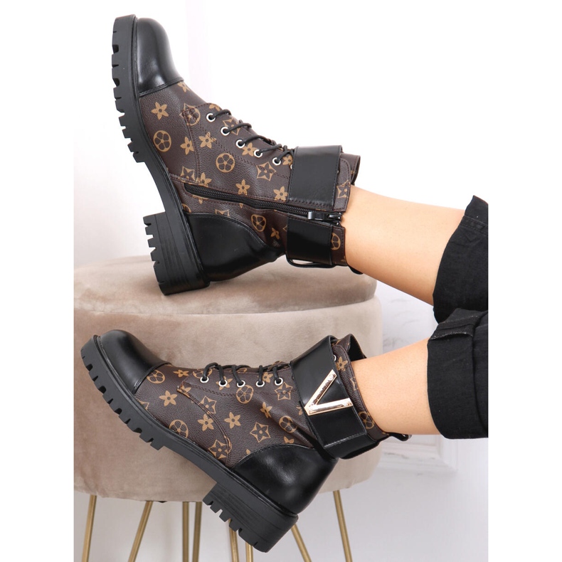 Botas militares Karla Black marrom preto 1