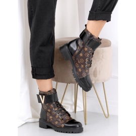 Botas militares Karla Black marrom preto 2