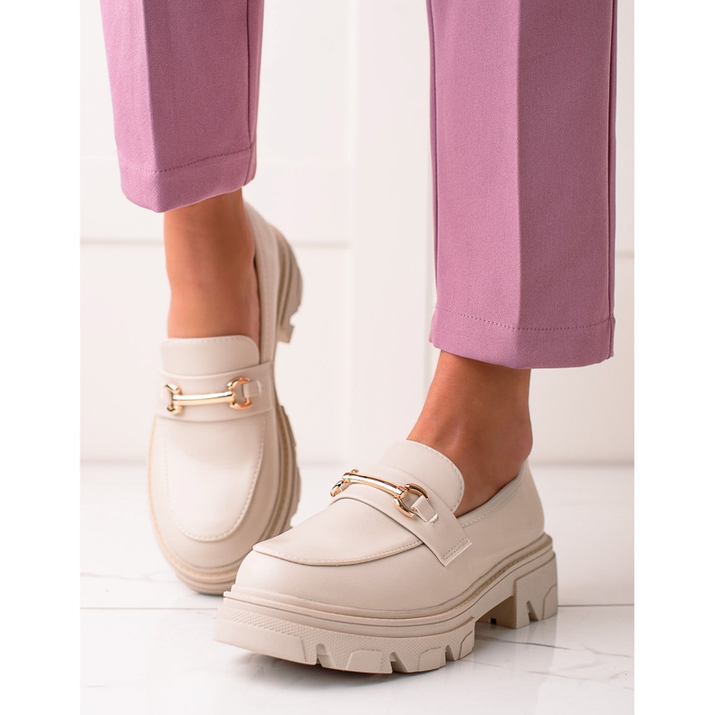 Diamantique Mocassins de couro ecológico bege 1