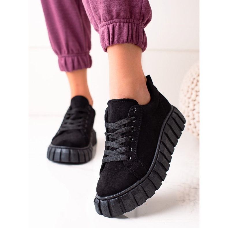 Sweet Shoes Tênis de camurça na plataforma preto 2