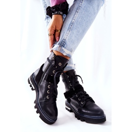 Maciejka Black Leather Workers Boots 05219-01 preto 2