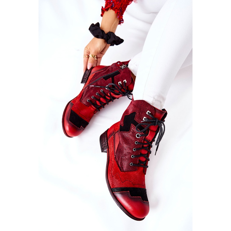 Botas quentes de couro feminino Maciejka vermelho 04625-08 1