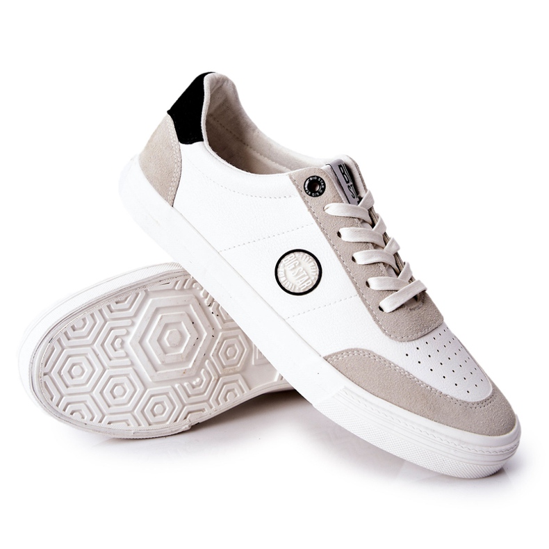 Tênis de couro masculino Big Star II174009 branco-bege 2