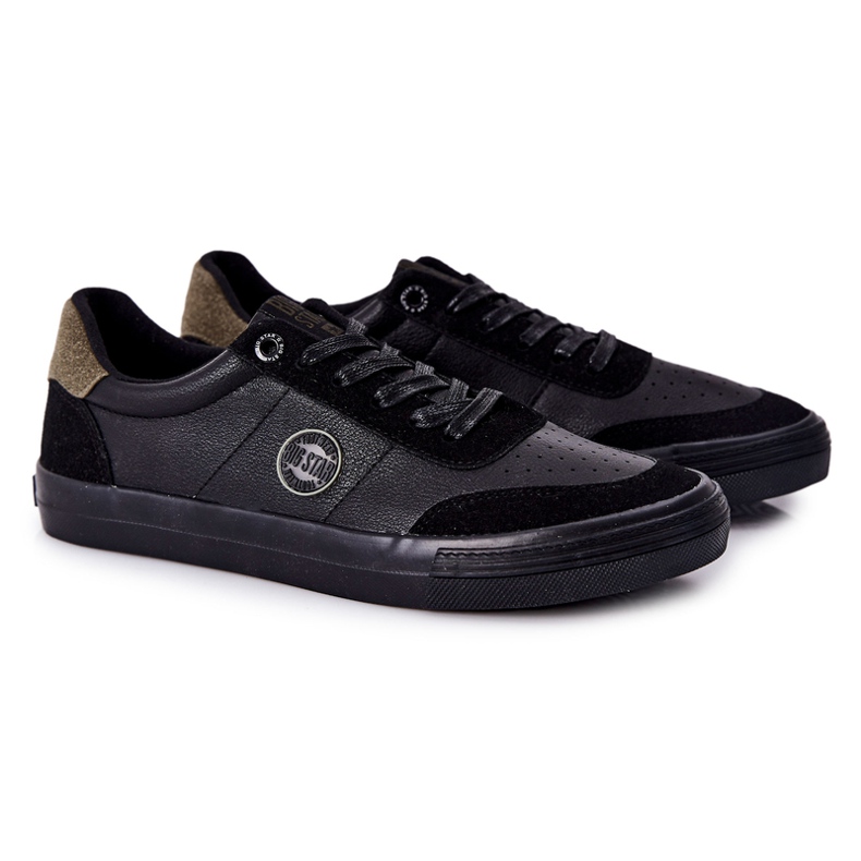 Tênis de couro masculino Big Star II174008 preto-verde 1