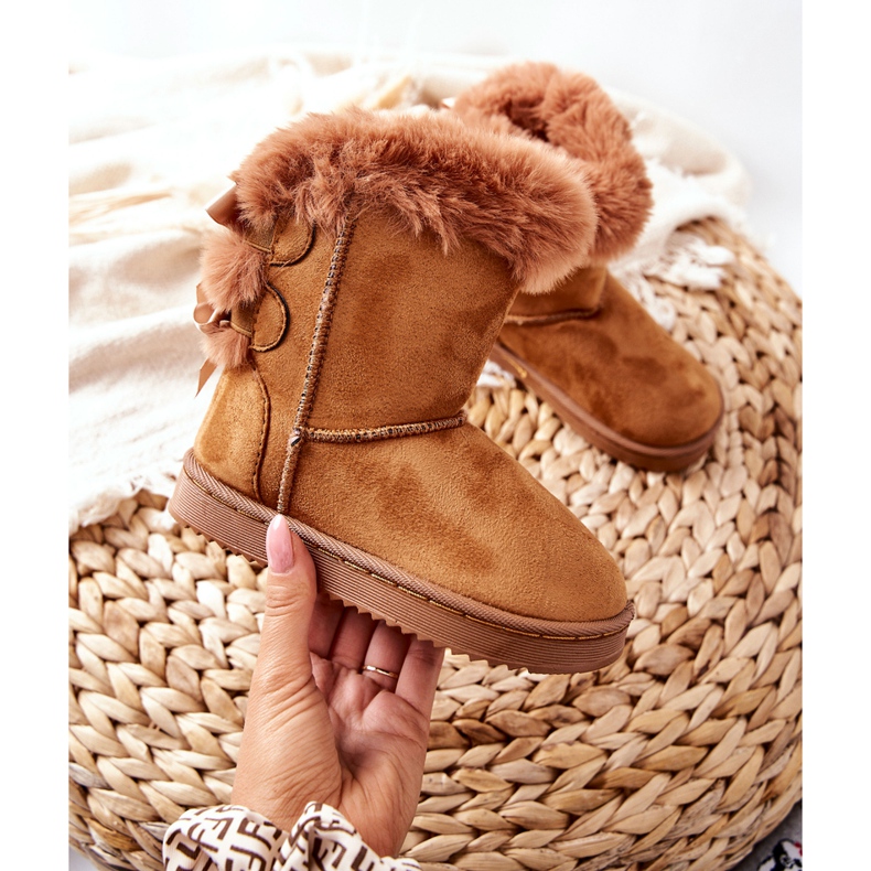 FR1 Botas infantis quentes com arcos. Cáqui Botas funky para neve marrom 2