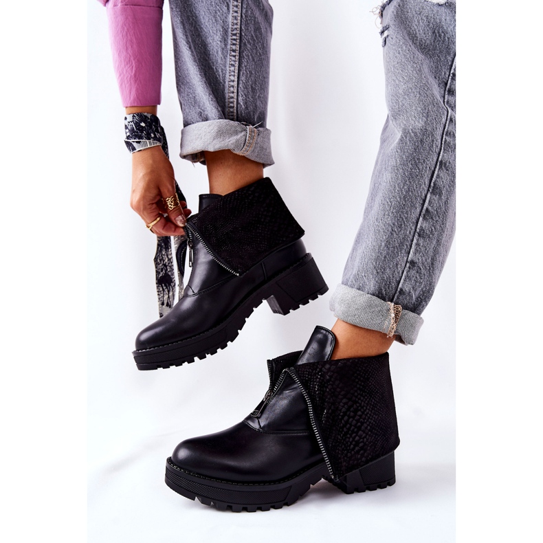 Vinceza Botas de couro no salto alto preto Challonte 2