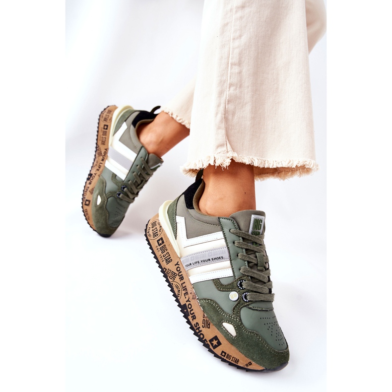 Calçados esportivos femininos Big Star II274299 Khaki cáqui verde 2