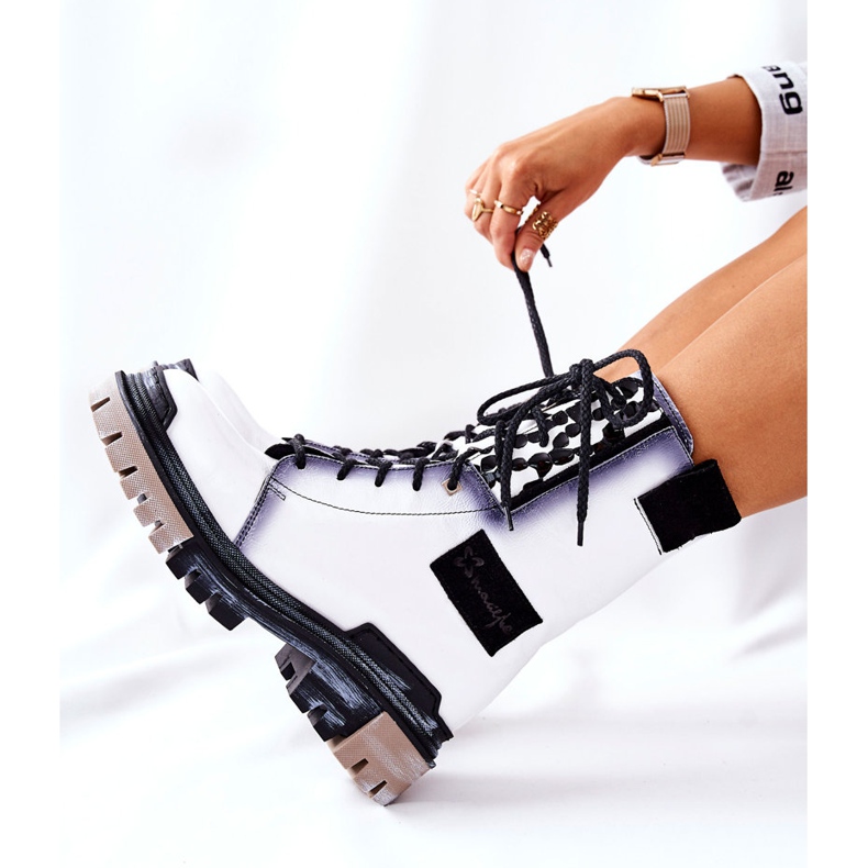 Botas de couro Botas quentes Maciejka Branco 05113-11 preto 2