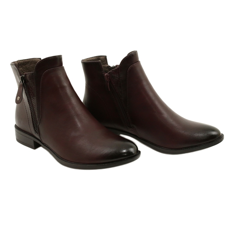 Botas de couro Daszyński AM65-91 Borgonha preto vermelho 5 Botas de couro Daszyński AM65-91 Borgonha preto vermelho 5