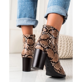 TRENDI Botas com estampa de cobra no poste castanho 1