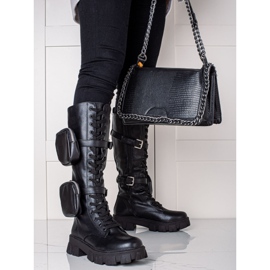 Best Shoes Botas pretas de alta costura preto 1