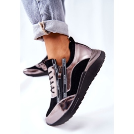 POTOCKI Calçados Esportivos de Couro Tênis Preto Prata Menor 1