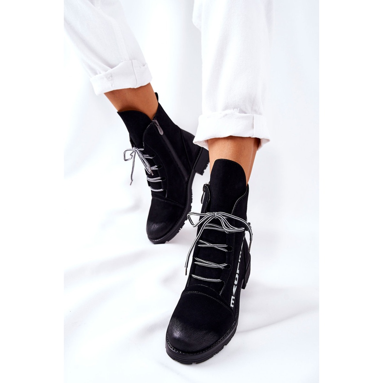 POTOCKI Botas de couro com zíper decorativo preto Lomessa 1