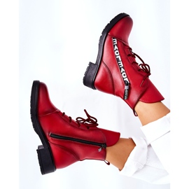 POTOCKI Botas de couro com zíper decorativo vermelho Lomessa 1