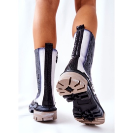 Botas altas de couro Maciejka Preto-Branco 05141-11 1