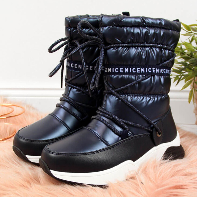 Botas de neve impermeáveis ​​Jr EVE324A azul marinho branco azul-marinho 1