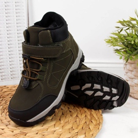 Sapatos de trekking isolados Jr EVE321C cáqui branco verde 1